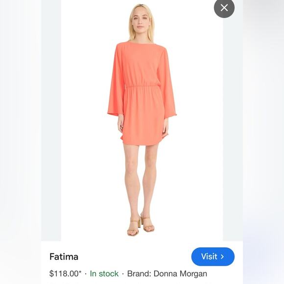 Donna Morgan Vibrant Coral Dress Sz 0 - Picture 2 of 7